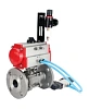 Кран шаровой DN.ru BV3232P(3pc)-FP-F-ISO-H Ду50 Ру40, трехсоставной полнопроходной фланцевый, нержавеющая сталь SS316, уплотнение - PTFE, с пневмоприводом PA-SA-105 с возвратными пружинами, с пневмораспределителем 4V320-10 220В, с БПВ AFC2000 Самара