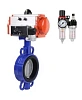 Затвор дисковый поворотный DN.ru WBV1132N-2W-Fb-H Ду80 Ру16, корпус - чугун GG25, диск - нержавеющая сталь 316L, уплотнение - NBR, с пневмоприводом DN.ru PA-SA-105 с возвратными пружинами, с пневмораспределителем 4V320-08 220В, с БПВ AFC2000 Самара