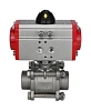 Кран шаровой DN.ru BV3232P(3pc)-FP-W-ISO-H Ду25 Ру63 полнопроходной двухходовой, нержавеющая сталь SS316, под приварку, уплотнение - PTFE, с пневмоприводом DN.ru PA-DA-52 двойного действия Самара