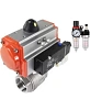 Кран шаровой DN.ru BV3232P(2pc)-FP-T-ISO-H Ду20 Ру63, полнопроходной внутреннняя резьба, нержавеющая сталь SS316, уплотнение - PTFE, с пневмоприводом PA-SA-052 с возвратными пружинами, с пневмораспределителем 4V320-10 220В, с БПВ AFC2000 Самара