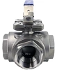 Кран шаровой DN.RU BV3232P(4pc)-SP-3WL-T-ISO-H Ду65 Ру40, 3-ходовой L-тип стандартнопроходной, внутренняя резьба, уплотнение - PTFE, материал корпуса - нержавеющая сталь SS316 с ISO фланцем и рукояткой Самара