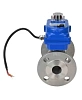Кран шаровой DN.ru BV3232P(3pc)-FP-F-ISO-H Ду25 Ру40 трехсоставной из нержавеющей стали SS316, фланцевый, уплотнение - PTFE, полнопроходной с электроприводом DN.ru QT-N-003EM-O1-12VDC-У1 blue Самара