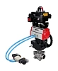 Кран шаровой DN.ru BV3232P(3pc)-FP-W-ISO-H Ду65 Ру25, полнопроходной под приварку, нержавеющая сталь SS316, PTFE, с пневмоприводом PA-DA-083 двойного действия, с пневмораспределителем 4V320-08 220В, с БКВ APL-410N EX, с ручным дублером MON2-450-T28-ISO Самара