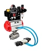 Кран шаровой DN.ru BV3232P(2pc)-FP-T-ISO-H Ду15 Ру63, полнопроходной внутреннняя резьба, нержавеющая сталь SS316, PTFE, с пневмоприводом PA-SA-052 с возвратными пружинами, с пневмораспределителем 4V320-10 220В, с БКВ APL-410N EX, с БПВ AFC2000 Самара