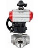 Кран шаровой DN.ru BV3232P(4pc)-SP-3WL-T-ISO-H Ду10 Ру63 стандартнопроходной трехходовой L-тип, нерж. сталь SS316, внутренняя резьба, уплотнение - PTFE, с пневмоприводом PA-DA-065, БКВ APL-210N и ручным дублером MON1-250-T26-ISO Самара
