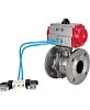 Кран шаровой DN.ru BV3232P(2pc)-FP-F-ISO-H Ду150 Ру16, 27х27, полнопроходной фланцевый, нержавеющая сталь SS316, уплотнение - PTFE, с пневмоприводом PA-SA-210 с возвратными пружинами, с пневмораспределителем 4V320-08 220В Самара