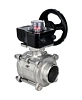 Кран шаровой DN.ru BV3232P(3pc)-FP-W-ISO-H Ду20 Ру63 полнопроходной двухходовой, нержавеющая сталь SS316, под приварку, уплотнение - PTFE, с ISO фланцем и редуктором DN.ru HGB RQN1-180Z с индикатором положения Самара