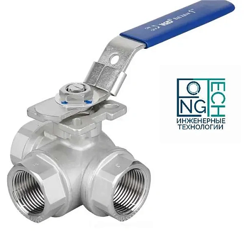 Кран шаровый нержавеющий BP полнопроходной 3-ходовой т-образный Benarmo Кран шаровый нержавеющий BP полнопроходной 3-ходовой т-образный Benarmo Самара