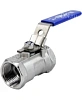 Кран шаровой DN.ru BV3232P-SP-T-H Ду25 Ру63 стандартнопроходной двухходовой, нержавеющая сталь SS316, внутренняя резьба, уплотнение - PTFE, ручка-рычаг Самара